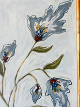Load image into Gallery viewer, Wild Flowers IX, Original Artwork by Kendal Blanchard, Southern artist, Southern art, Flower art, Botanical art, Textured art, Collaged art, Classic artwork, Timeless art, Blue and white artwork, Foliage artwork, Traditional artwork, Original artwork, Traditional home artwork, Painted flowers, Botanicals Florals, Floral artwork, Coastal artwork