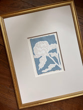 Load image into Gallery viewer, Peony in Blue II, Original Artwork by Kendal Blanchard, Southern artist, Southern art, Flower art, Botanical art, Textured art, Collaged art, Classic artwork, Timeless art, Blue and white artwork, Foliage artwork, Traditional artwork, Original artwork, Traditional home artwork, Painted flowers, Botanicals Florals, Floral artwork, Coastal artwork