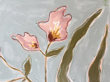 Load image into Gallery viewer, Rose Colored Glasses, Original Artwork by Kendal Blanchard, Southern artist, Southern art, Flower art, Botanical art, Textured art, Collaged art, Classic artwork, Timeless art, Blue and white artwork, Foliage artwork, Traditional artwork, Original artwork, Traditional home artwork, Painted flowers, Botanicals Florals, Floral artwork, Coastal artwork