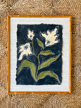 Load image into Gallery viewer, Paper Flowers VI, Original Artwork by Kendal Blanchard, Southern artist, Southern art, Flower art, Botanical art, Textured art, Collaged art, Classic artwork, Timeless art, Blue and white artwork, Foliage artwork, Traditional artwork, Original artwork, Traditional home artwork, Painted flowers, Botanicals Florals, Floral artwork, Coastal artwork