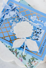 Load image into Gallery viewer, Hydrangea Acrylic Ornament, Original Artwork by Kendal Blanchard, Southern artist, Southern art, Flower art, Botanical art, Textured art, Collaged art, Classic artwork, Timeless art, Blue and white artwork, Foliage artwork, Traditional artwork, Original artwork, Traditional home artwork, Painted flowers, Botanicals Florals, Floral artwork, Coastal artwork