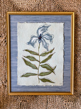 Load image into Gallery viewer, Paper Flowers III, Original Artwork by Kendal Blanchard, Southern artist, Southern art, Flower art, Botanical art, Textured art, Collaged art, Classic artwork, Timeless art, Blue and white artwork, Foliage artwork, Traditional artwork, Original artwork, Traditional home artwork, Painted flowers, Botanicals Florals, Floral artwork, Coastal artwork