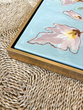 Load image into Gallery viewer, Rose Colored Glasses, Original Artwork by Kendal Blanchard, Southern artist, Southern art, Flower art, Botanical art, Textured art, Collaged art, Classic artwork, Timeless art, Blue and white artwork, Foliage artwork, Traditional artwork, Original artwork, Traditional home artwork, Painted flowers, Botanicals Florals, Floral artwork, Coastal artwork
