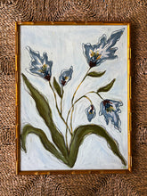 Load image into Gallery viewer, Wild Flowers IX, Original Artwork by Kendal Blanchard, Southern artist, Southern art, Flower art, Botanical art, Textured art, Collaged art, Classic artwork, Timeless art, Blue and white artwork, Foliage artwork, Traditional artwork, Original artwork, Traditional home artwork, Painted flowers, Botanicals Florals, Floral artwork, Coastal artwork
