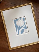 Load image into Gallery viewer, Tulip in Blue I, Original Artwork by Kendal Blanchard, Southern artist, Southern art, Flower art, Botanical art, Textured art, Collaged art, Classic artwork, Timeless art, Blue and white artwork, Foliage artwork, Traditional artwork, Original artwork, Traditional home artwork, Painted flowers, Botanicals Florals, Floral artwork, Coastal artwork