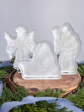 Load image into Gallery viewer, Nativity Figures, Original Artwork by Kendal Blanchard, Southern artist, Southern art, Flower art, Botanical art, Textured art, Collaged art, Classic artwork, Timeless art, Blue and white artwork, Foliage artwork, Traditional artwork, Original artwork, Traditional home artwork, Painted flowers, Botanicals Florals, Floral artwork, Coastal artwork