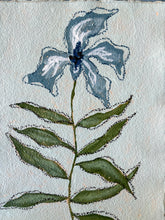 Load image into Gallery viewer, Paper Flowers III, Original Artwork by Kendal Blanchard, Southern artist, Southern art, Flower art, Botanical art, Textured art, Collaged art, Classic artwork, Timeless art, Blue and white artwork, Foliage artwork, Traditional artwork, Original artwork, Traditional home artwork, Painted flowers, Botanicals Florals, Floral artwork, Coastal artwork