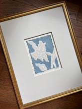 Load image into Gallery viewer, Daffodil in Blue I, Original Artwork by Kendal Blanchard, Southern artist, Southern art, Flower art, Botanical art, Textured art, Collaged art, Classic artwork, Timeless art, Blue and white artwork, Foliage artwork, Traditional artwork, Original artwork, Traditional home artwork, Painted flowers, Botanicals Florals, Floral artwork, Coastal artwork