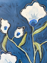 Load image into Gallery viewer, Wild Flowers VIII, Original Artwork by Kendal Blanchard, Southern artist, Southern art, Flower art, Botanical art, Textured art, Collaged art, Classic artwork, Timeless art, Blue and white artwork, Foliage artwork, Traditional artwork, Original artwork, Traditional home artwork, Painted flowers, Botanicals Florals, Floral artwork, Coastal artwork