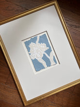 Load image into Gallery viewer, Tulip in Blue II, Original Artwork by Kendal Blanchard, Southern artist, Southern art, Flower art, Botanical art, Textured art, Collaged art, Classic artwork, Timeless art, Blue and white artwork, Foliage artwork, Traditional artwork, Original artwork, Traditional home artwork, Painted flowers, Botanicals Florals, Floral artwork, Coastal artwork