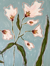 Load image into Gallery viewer, Quiet WIld, Original Artwork by Kendal Blanchard, Southern artist, Southern art, Flower art, Botanical art, Textured art, Collaged art, Classic artwork, Timeless art, Blue and white artwork, Foliage artwork, Traditional artwork, Original artwork, Traditional home artwork, Painted flowers, Botanicals Florals, Floral artwork, Coastal artwork