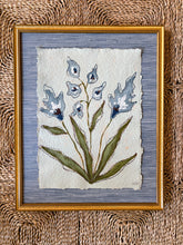 Load image into Gallery viewer, Paper Flowers IV, Original Artwork by Kendal Blanchard, Southern artist, Southern art, Flower art, Botanical art, Textured art, Collaged art, Classic artwork, Timeless art, Blue and white artwork, Foliage artwork, Traditional artwork, Original artwork, Traditional home artwork, Painted flowers, Botanicals Florals, Floral artwork, Coastal artwork