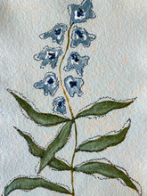 Load image into Gallery viewer, Paper Flowers I, Original Artwork by Kendal Blanchard, Southern artist, Southern art, Flower art, Botanical art, Textured art, Collaged art, Classic artwork, Timeless art, Blue and white artwork, Foliage artwork, Traditional artwork, Original artwork, Traditional home artwork, Painted flowers, Botanicals Florals, Floral artwork, Coastal artwork