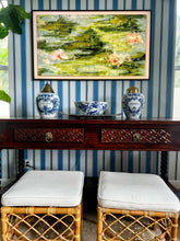 Load image into Gallery viewer, Water Lily I - File for Frame TV, Original Artwork by Kendal Blanchard, Southern artist, Southern art, Flower art, Botanical art, Textured art, Collaged art, Classic artwork, Timeless art, Blue and white artwork, Foliage artwork, Traditional artwork, Original artwork, Traditional home artwork, Painted flowers, Botanicals Florals, Floral artwork, Coastal artwork