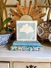 Load image into Gallery viewer, Ginkgo Leaf in Blue, Original Artwork by Kendal Blanchard, Southern artist, Southern art, Flower art, Botanical art, Textured art, Collaged art, Classic artwork, Timeless art, Blue and white artwork, Foliage artwork, Traditional artwork, Original artwork, Traditional home artwork, Painted flowers, Botanicals Florals, Floral artwork, Coastal artwork