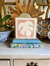 Load image into Gallery viewer, Monstera Leaf in Pink, Original Artwork by Kendal Blanchard, Southern artist, Southern art, Flower art, Botanical art, Textured art, Collaged art, Classic artwork, Timeless art, Blue and white artwork, Foliage artwork, Traditional artwork, Original artwork, Traditional home artwork, Painted flowers, Botanicals Florals, Floral artwork, Coastal artwork
