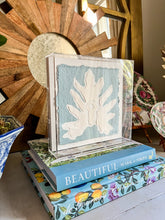 Load image into Gallery viewer, Split Leaf in Blue, Original Artwork by Kendal Blanchard, Southern artist, Southern art, Flower art, Botanical art, Textured art, Collaged art, Classic artwork, Timeless art, Blue and white artwork, Foliage artwork, Traditional artwork, Original artwork, Traditional home artwork, Painted flowers, Botanicals Florals, Floral artwork, Coastal artwork