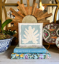 Load image into Gallery viewer, Split Leaf in Blue, Original Artwork by Kendal Blanchard, Southern artist, Southern art, Flower art, Botanical art, Textured art, Collaged art, Classic artwork, Timeless art, Blue and white artwork, Foliage artwork, Traditional artwork, Original artwork, Traditional home artwork, Painted flowers, Botanicals Florals, Floral artwork, Coastal artwork