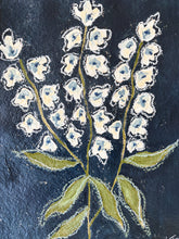 Load image into Gallery viewer, Paper Flowers VIII, Original Artwork by Kendal Blanchard, Southern artist, Southern art, Flower art, Botanical art, Textured art, Collaged art, Classic artwork, Timeless art, Blue and white artwork, Foliage artwork, Traditional artwork, Original artwork, Traditional home artwork, Painted flowers, Botanicals Florals, Floral artwork, Coastal artwork
