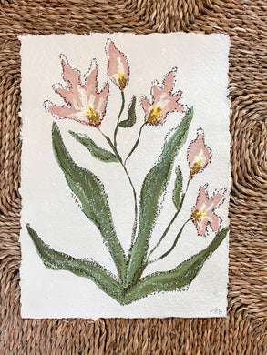 Unframed Fleurs Sauvages 40, Original Artwork by Kendal Blanchard, Southern artist, Southern art, Flower art, Botanical art, Textured art, Collaged art, Classic artwork, Timeless art, Blue and white artwork, Foliage artwork, Traditional artwork, Original artwork, Traditional home artwork, Painted flowers, Botanicals Florals, Floral artwork, Coastal artwork
