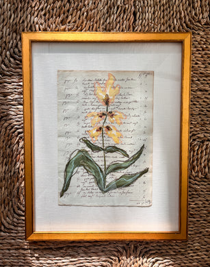 Framed Fleurs Sauvages 28, Original Artwork by Kendal Blanchard, Southern artist, Southern art, Flower art, Botanical art, Textured art, Collaged art, Classic artwork, Timeless art, Blue and white artwork, Foliage artwork, Traditional artwork, Original artwork, Traditional home artwork, Painted flowers, Botanicals Florals, Floral artwork, Coastal artwork
