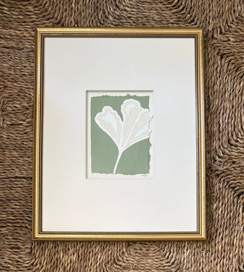 Gingko Fragment, Original Artwork by Kendal Blanchard, Southern artist, Southern art, Flower art, Botanical art, Textured art, Collaged art, Classic artwork, Timeless art, Blue and white artwork, Foliage artwork, Traditional artwork, Original artwork, Traditional home artwork, Painted flowers, Botanicals Florals, Floral artwork, Coastal artwork