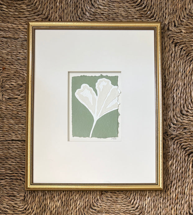 Gingko Fragment, Original Artwork by Kendal Blanchard, Southern artist, Southern art, Flower art, Botanical art, Textured art, Collaged art, Classic artwork, Timeless art, Blue and white artwork, Foliage artwork, Traditional artwork, Original artwork, Traditional home artwork, Painted flowers, Botanicals Florals, Floral artwork, Coastal artwork
