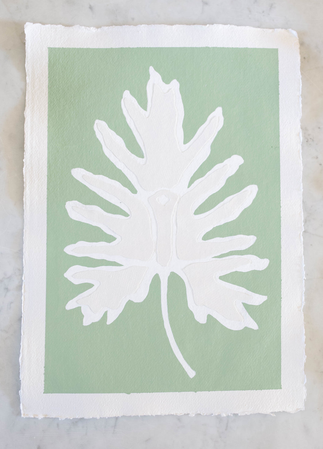 Split Leaf in Green, Original Artwork by Kendal Blanchard, Southern artist, Southern art, Flower art, Botanical art, Textured art, Collaged art, Classic artwork, Timeless art, Blue and white artwork, Foliage artwork, Traditional artwork, Original artwork, Traditional home artwork, Painted flowers, Botanicals  Florals, Floral artwork, Coastal artwork