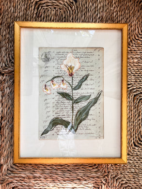 Framed Fleurs Sauvages 27, Original Artwork by Kendal Blanchard, Southern artist, Southern art, Flower art, Botanical art, Textured art, Collaged art, Classic artwork, Timeless art, Blue and white artwork, Foliage artwork, Traditional artwork, Original artwork, Traditional home artwork, Painted flowers, Botanicals Florals, Floral artwork, Coastal artwork