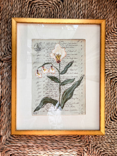 Framed Fleurs Sauvages 27, Original Artwork by Kendal Blanchard, Southern artist, Southern art, Flower art, Botanical art, Textured art, Collaged art, Classic artwork, Timeless art, Blue and white artwork, Foliage artwork, Traditional artwork, Original artwork, Traditional home artwork, Painted flowers, Botanicals Florals, Floral artwork, Coastal artwork