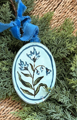 Fleur Sauvages Ornament I, Original Artwork by Kendal Blanchard, Southern artist, Southern art, Flower art, Botanical art, Textured art, Collaged art, Classic artwork, Timeless art, Blue and white artwork, Foliage artwork, Traditional artwork, Original artwork, Traditional home artwork, Painted flowers, Botanicals Florals, Floral artwork, Coastal artwork