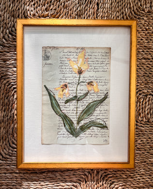 Framed Fleurs Sauvages 29, Original Artwork by Kendal Blanchard, Southern artist, Southern art, Flower art, Botanical art, Textured art, Collaged art, Classic artwork, Timeless art, Blue and white artwork, Foliage artwork, Traditional artwork, Original artwork, Traditional home artwork, Painted flowers, Botanicals Florals, Floral artwork, Coastal artwork