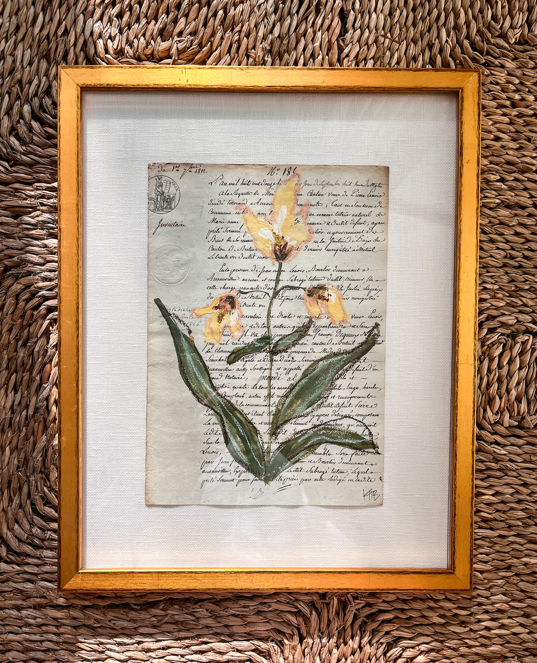 Framed Fleurs Sauvages 29, Original Artwork by Kendal Blanchard, Southern artist, Southern art, Flower art, Botanical art, Textured art, Collaged art, Classic artwork, Timeless art, Blue and white artwork, Foliage artwork, Traditional artwork, Original artwork, Traditional home artwork, Painted flowers, Botanicals Florals, Floral artwork, Coastal artwork