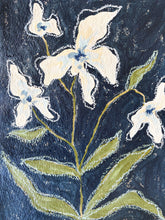 Load image into Gallery viewer, Paper Flowers VII, Original Artwork by Kendal Blanchard, Southern artist, Southern art, Flower art, Botanical art, Textured art, Collaged art, Classic artwork, Timeless art, Blue and white artwork, Foliage artwork, Traditional artwork, Original artwork, Traditional home artwork, Painted flowers, Botanicals Florals, Floral artwork, Coastal artwork
