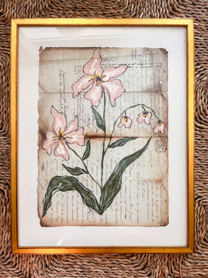 Framed Fleurs Sauvages 24, Original Artwork by Kendal Blanchard, Southern artist, Southern art, Flower art, Botanical art, Textured art, Collaged art, Classic artwork, Timeless art, Blue and white artwork, Foliage artwork, Traditional artwork, Original artwork, Traditional home artwork, Painted flowers, Botanicals Florals, Floral artwork, Coastal artwork