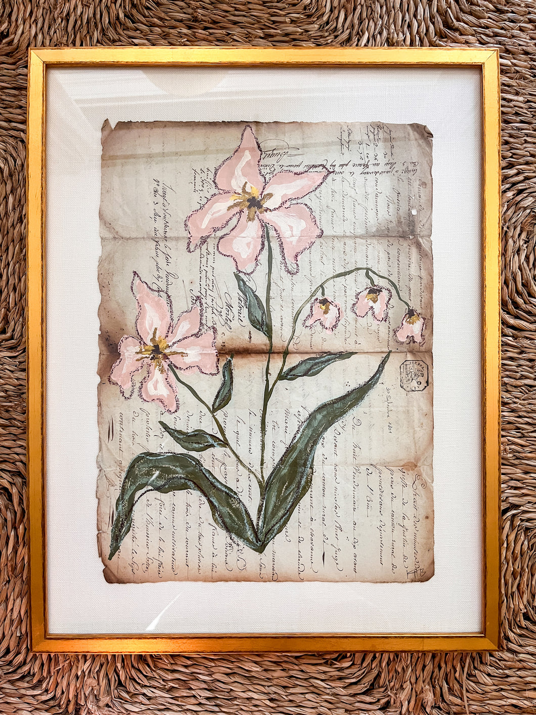 Framed Fleurs Sauvages 24, Original Artwork by Kendal Blanchard, Southern artist, Southern art, Flower art, Botanical art, Textured art, Collaged art, Classic artwork, Timeless art, Blue and white artwork, Foliage artwork, Traditional artwork, Original artwork, Traditional home artwork, Painted flowers, Botanicals Florals, Floral artwork, Coastal artwork