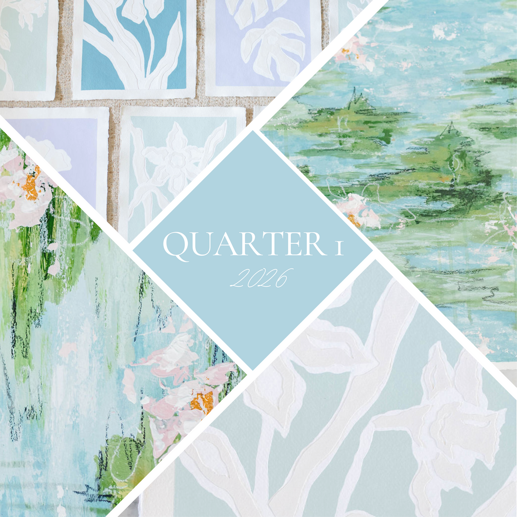 2026 Quarter 1 Commission Reservation, Original Artwork by Kendal Blanchard, Southern artist, Southern art, Flower art, Botanical art, Textured art, Collaged art, Classic artwork, Timeless art, Blue and white artwork, Foliage artwork, Traditional artwork, Original artwork, Traditional home artwork, Painted flowers, Botanicals Florals, Floral artwork, Coastal artwork