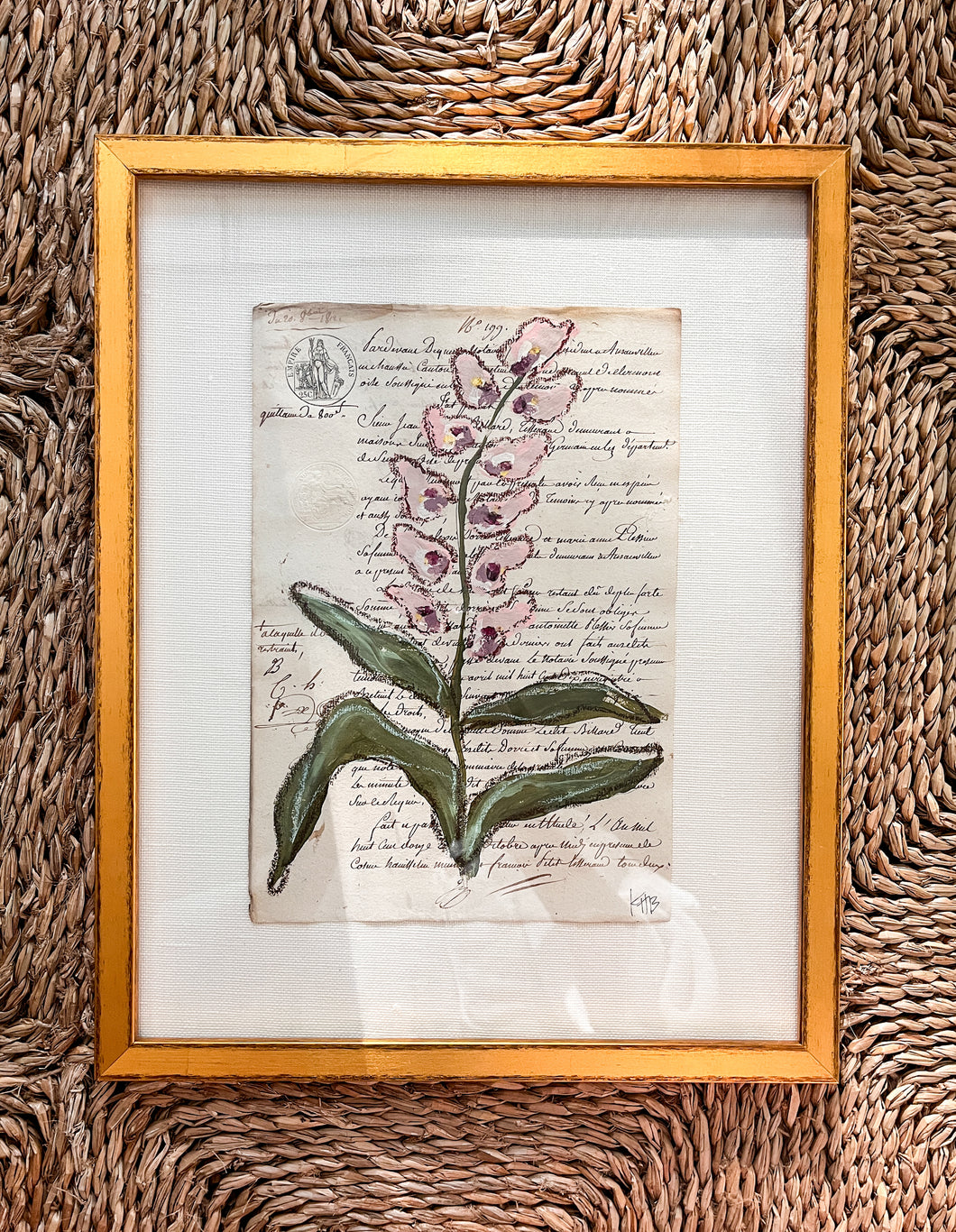 Framed Fleurs Sauvages 33, Original Artwork by Kendal Blanchard, Southern artist, Southern art, Flower art, Botanical art, Textured art, Collaged art, Classic artwork, Timeless art, Blue and white artwork, Foliage artwork, Traditional artwork, Original artwork, Traditional home artwork, Painted flowers, Botanicals Florals, Floral artwork, Coastal artwork
