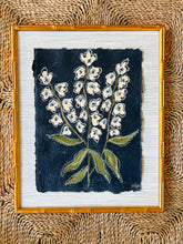 Load image into Gallery viewer, Paper Flowers VIII, Original Artwork by Kendal Blanchard, Southern artist, Southern art, Flower art, Botanical art, Textured art, Collaged art, Classic artwork, Timeless art, Blue and white artwork, Foliage artwork, Traditional artwork, Original artwork, Traditional home artwork, Painted flowers, Botanicals Florals, Floral artwork, Coastal artwork
