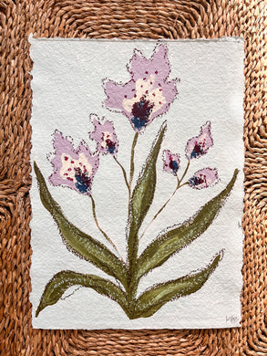 Unframed Fleurs Sauvages 44, Original Artwork by Kendal Blanchard, Southern artist, Southern art, Flower art, Botanical art, Textured art, Collaged art, Classic artwork, Timeless art, Blue and white artwork, Foliage artwork, Traditional artwork, Original artwork, Traditional home artwork, Painted flowers, Botanicals Florals, Floral artwork, Coastal artwork