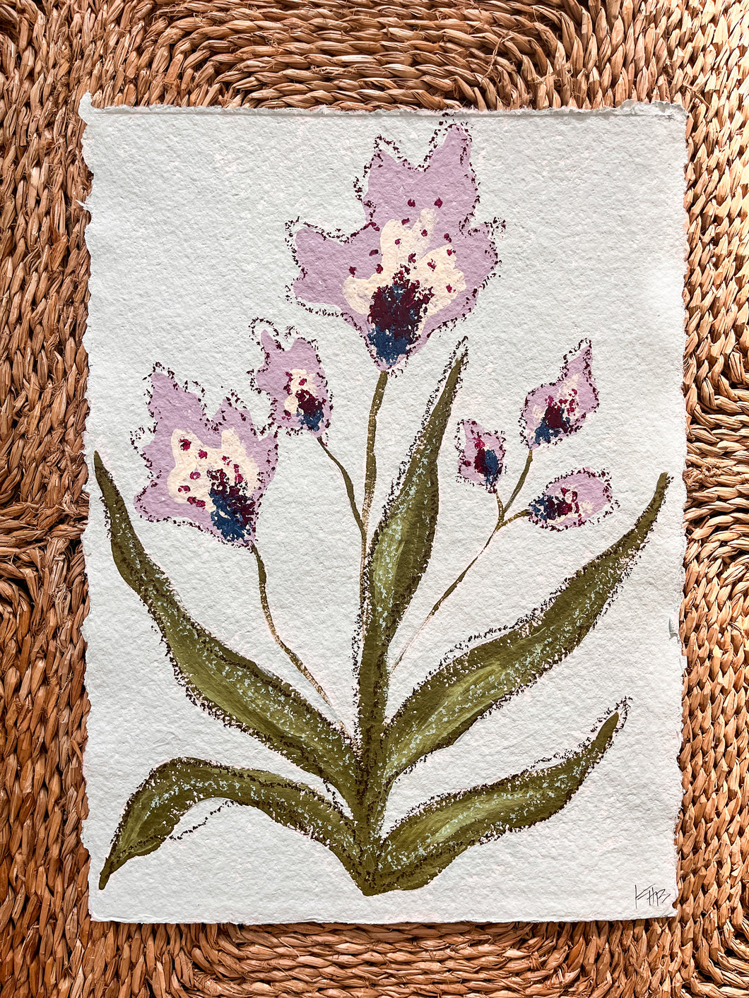Unframed Fleurs Sauvages 44, Original Artwork by Kendal Blanchard, Southern artist, Southern art, Flower art, Botanical art, Textured art, Collaged art, Classic artwork, Timeless art, Blue and white artwork, Foliage artwork, Traditional artwork, Original artwork, Traditional home artwork, Painted flowers, Botanicals Florals, Floral artwork, Coastal artwork