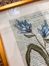 Load image into Gallery viewer, Framed Fleurs Sauvages 30, Original Artwork by Kendal Blanchard, Southern artist, Southern art, Flower art, Botanical art, Textured art, Collaged art, Classic artwork, Timeless art, Blue and white artwork, Foliage artwork, Traditional artwork, Original artwork, Traditional home artwork, Painted flowers, Botanicals Florals, Floral artwork, Coastal artwork
