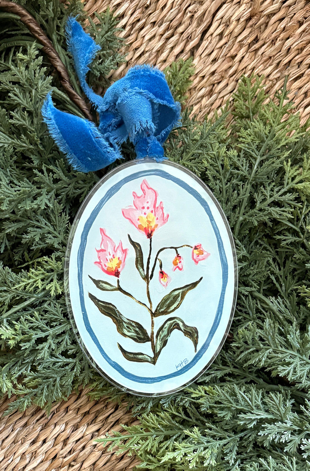 Fleur Sauvages Ornament III, Original Artwork by Kendal Blanchard, Southern artist, Southern art, Flower art, Botanical art, Textured art, Collaged art, Classic artwork, Timeless art, Blue and white artwork, Foliage artwork, Traditional artwork, Original artwork, Traditional home artwork, Painted flowers, Botanicals Florals, Floral artwork, Coastal artwork