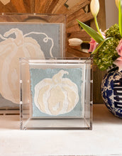 Load image into Gallery viewer, Small Blue Collaged Pumpkin, Original Artwork by Kendal Blanchard, Southern artist, Southern art, Flower art, Botanical art, Textured art, Collaged art, Classic artwork, Timeless art, Blue and white artwork, Foliage artwork, Traditional artwork, Original artwork, Traditional home artwork, Painted flowers, Botanicals  Florals, Floral artwork, Coastal artwork
