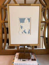 Load image into Gallery viewer, Daffodil in Blue II, Original Artwork by Kendal Blanchard, Southern artist, Southern art, Flower art, Botanical art, Textured art, Collaged art, Classic artwork, Timeless art, Blue and white artwork, Foliage artwork, Traditional artwork, Original artwork, Traditional home artwork, Painted flowers, Botanicals  Florals, Floral artwork, Coastal artwork
