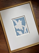 Load image into Gallery viewer, Daffodil in Blue I, Original Artwork by Kendal Blanchard, Southern artist, Southern art, Flower art, Botanical art, Textured art, Collaged art, Classic artwork, Timeless art, Blue and white artwork, Foliage artwork, Traditional artwork, Original artwork, Traditional home artwork, Painted flowers, Botanicals  Florals, Floral artwork, Coastal artwork
