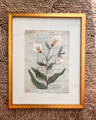 Framed Fleurs Sauvages 26, Original Artwork by Kendal Blanchard, Southern artist, Southern art, Flower art, Botanical art, Textured art, Collaged art, Classic artwork, Timeless art, Blue and white artwork, Foliage artwork, Traditional artwork, Original artwork, Traditional home artwork, Painted flowers, Botanicals Florals, Floral artwork, Coastal artwork
