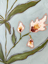 Load image into Gallery viewer, Wild Flowers VII, Original Artwork by Kendal Blanchard, Southern artist, Southern art, Flower art, Botanical art, Textured art, Collaged art, Classic artwork, Timeless art, Blue and white artwork, Foliage artwork, Traditional artwork, Original artwork, Traditional home artwork, Painted flowers, Botanicals Florals, Floral artwork, Coastal artwork
