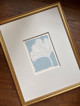 Load image into Gallery viewer, Gingko in Blue, Original Artwork by Kendal Blanchard, Southern artist, Southern art, Flower art, Botanical art, Textured art, Collaged art, Classic artwork, Timeless art, Blue and white artwork, Foliage artwork, Traditional artwork, Original artwork, Traditional home artwork, Painted flowers, Botanicals  Florals, Floral artwork, Coastal artwork
