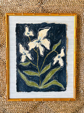 Load image into Gallery viewer, Paper Flowers VII, Original Artwork by Kendal Blanchard, Southern artist, Southern art, Flower art, Botanical art, Textured art, Collaged art, Classic artwork, Timeless art, Blue and white artwork, Foliage artwork, Traditional artwork, Original artwork, Traditional home artwork, Painted flowers, Botanicals Florals, Floral artwork, Coastal artwork
